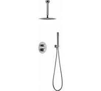 MICE - Conjunto de ducha termostática empotrado empotrado techo - Kit Termostático Ducha Empotrado 2-Vías - SERIE LINE TOP (Níquel Cepillado)