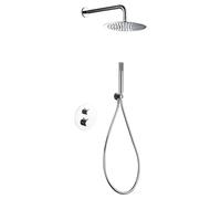 Mice - Conjunto de ducha termostático empotrado con rociador a pared - Ducha empotrada termostatica - Geriferia Baño con control temperatura Color Cromo
