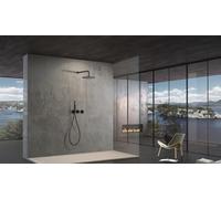 MICE - Conjunto de ducha termostático empotrado con rociador a pared - Griferia termostatica de baño - Conjunto de ducha empotrada - Duchas de diseño Negro Mate GTA052/NG