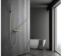 Mice - Conjunto de grifo monomando de ducha de mano kit de baño fabricados en latón (Oro Mate)