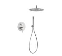 Mice - Conjunto monomando de ducha empotrado techo - kit monomando de ducha para baño de 2 vias - griferia baño - duchas empotrados techo - Serie Brezzo (Niquel Cepillado)