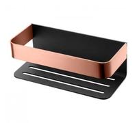 Mice - Eelgante jabonera Frontal para Ducha/Bañera/Lavabo/Fregadera - Fabricada en Acero Inoxidable - Doble Sistema de fijación Mediante Adhesivo o Tornillos - Color Negro y Oro Rosa
