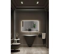 Mice - Espejo con luz led de Pared para Baño, Dormitorio, Vestdor - Espejo retroiluminado, luz fría, con Doble Sensor, antivaho y on/Off - Espejo de Maquillaje con luz - medida100X80 cm