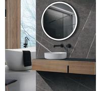 Mice - Espejo con luz led para baño, Dormitorio, Vestidor, Centro Estetica, Maquillaje - Espejo Redondo luz Frontal triled (luz cálida, Neutra y fría) con Doble Sensor antovaho - Negro Ø 60cm