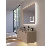 Mice - Espejo LED Retroiluminado, Sensor Antivaho, Tecnología 3-led cálida, Neutra y fría - Espejos de Dormitorio, Baño, Vestidor 100x80cm Marco Gris Cobalto