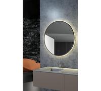 Mice - Espejo Redondo LED con Marco de Aluminio, Retroiluminado, Sensor On/Off, Anti-vaho, 3 Tonos de Luz - Espejo con luz de Maquillaje - Baño - Vestidor - Marco Negro Mate Ø70cm