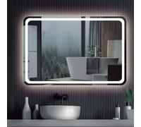 Mice - Espejos con luz led de Baño - Espejo retroiluminado con Cantos Redondeados, luz Frontal fría - Espejo con luz para Vestidor, Maquillaje, Centro Estetica - Medida 80x80cm