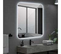 Mice - Espejos con luz led para baño con Cantos Redondeados, retroiluminado de luz fría - Espejo con luz para Maquillaje - Vestidor - Baño - Medida 70 X 80 CM