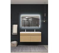 Mice - Espejos led para baño, Espejo retroiluminado, Triled- Blanco Frío/Natural/Cálido Sensor Antivaho/On-Off -Marco de Aluminio - Espejo con luz para Maquillaje - Vestidor 90X80CM