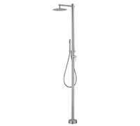 Mice - Griferia ducha exterior, Griferia de Piscina, Columna de ducha patra Jardin, Piscina, SPA - Con rociador de Ø250MM con mango de ducha de 2 vias/agua fria/caliente/Acero Cepillado
