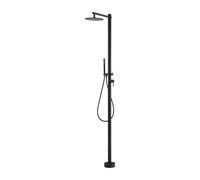 Mice - Griferia ducha exterior, Griferia de Piscina, Columna de ducha patra Jardin, Piscina, SPA - Con rociador de Ø250MM con mango de ducha de 2 vias/agua fria/caliente/Negro Mate