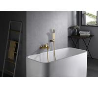 MICE - Grifería monomando de bañera y ducha - Juego de Grifo y Alcachofa para Bañera,Mezclador Monomando para Bañera con Ducha de Mano Oro Cepillado BDAR025-4OC