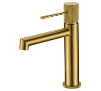 Mice - Grifo de lavabo monomando - Giferia de Baño - Grifos modernos - Monomando para lavamanos - Color Oro Mate - Serie Francia FRA0011OM