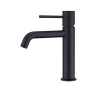 MICE - Grifo monomando de lavabo fabricado en latón - 2 vias agua Fria/Caliente - Griferia de baño para lavabo color Negro Mate (Negro Mate)