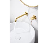 MICE - Grifo monomando empotrado para lavabo hecho de latón para agua Frio/Caliente - Griferia empotrada de baño para lavamanos Oro Cepillado GLG053/OC