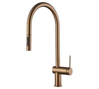 MICE/IMEX - Grifería de cocina monomando extraíble - Grifo monomando de fregadero con sistema ahorro energético - Mezclador agua fria/caliente - Caño Giratorio a 360° - Oro Rosa Cepillado