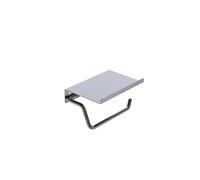 Mice - Portarrollo de Papel Higiénico con Repisa de Acero Inoxidable S.304, con Doble Sistema de Fijación Pegado/Atornillado - Black Gun Metal - Serie Essential