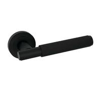 MICEL - 00345 - Juego de manilla con roseta (50 mm), maneta con textura, acabado negro, color negro, 140 x 50 x 65 mm (Negro)