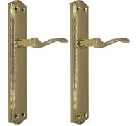 Micel - 01646 - Juego de manilla para puerta con placa de acero y maneta de aluminio, Acabado latonado, Color dorado, 243 x 118 x 52 mm (Paquete de 2)