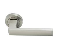 MICEL - 03931 - Juego de Manilla con Roseta (50 mm) y Maneta cuadrada, Acabado en níquel satinado, Color plateado, 135 x 50 x 54 mm