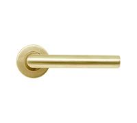 MICEL - 05651 - Juego de Manilla con Roseta (53 mm) y Maneta de ángulo recto, Material acero inoxidable, Color dorado PVD, 148 x 53 x 70 mm