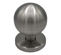 MICEL - 10001 - Pomo para puertas con bola, Color plateado, Acabado en acero inoxidable, diámetro ø 70 mm, 90 x 70 x 70 mm