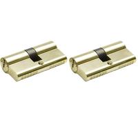 MICEL - 13097 - Cilindro de Seguridad, Perfil Europeo, con Leva Corta, centrado 30 x 30, Incluye llaves, Acabado en latón, Color dorado, 60 x 17 x 33 mm (Paquete de 2)