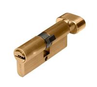 MICEL - 13156 - Cilindro de Seguridad con Pomo, Perfil Europeo, con Leva Larga, centrado 40 x 40 mm, Acabado en latón, Color dorado, 80 x 17 x 33 mm