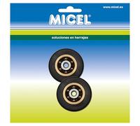 MICEL - 91338 - Rodamiento para Mampara de Ducha, con Tornillo de Métrica 5, Pack de 2 Unidades, en Acero y Nylon, acabado Negro, 26 x 26 x 6 mm