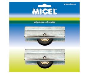 MICEL - 91897 - Rodamiento para Ventana Corredera CO-1B, con Carcasa Metálica y Rueda, Pack de 2 Unidades, en Aluminio, 40 x 12,9 x 18 mm