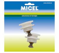 MICEL - 91906 - Rodamiento para Mampara de Ducha, con Tornillo de Métrica 5, Pack de 2 Unidades, en Nylon, acabado Blanco, 24 x 24 x 16 mm