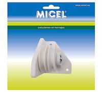 MICEL - 92581 - Polea lateral para pérgola, Para retorno con doble cuerda de 8 mm, Color blanco, 73 x 73 x 80 mm