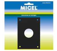 MICEL - 92664 - Placa Bocallave Redonda para Cerradura, Cubierta Protectora para Puertas, acabado Negro, Espesor de 1 mm, 70 x 100 mm