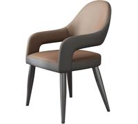 MiCentuModern - Sillas de comedor de cuero UphotereDe y sillas de lectura con respaldo para recepción de invitados, color marrón claro y mesa
