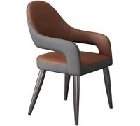MiCentuModern - Sillas de comedor de cuero UphotereDe y sillas de lectura con respaldo para recepción de invitados, diseño marrón oscuro