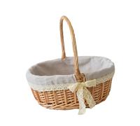 MICFENY Cesta ovalada portátil con forro de tela, accesorio para compras y picnics, diseños de materiales de sauces resistentes