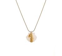 MICFENY Summers - Collar con colgante ajustable con diseño marino de conchas marinas y conchas marinas con cadena de acero inoxidable chapada en oro de 18 quilates