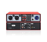 Micfuns Interfaz de audio USB 2 en 2 salidas, 32 bits/384 kHz DSP, grabación de tarjeta de sonido, mezclador de audio, interfaz de audio para estudio en casa, puede conectar un micrófono de