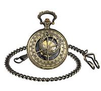 MICGIGI - Reloj de Bolsillo mecánico Unisex de Cuerda Manual de 12 Constelaciones Esqueleto Reloj de Bolsillo con Cadena, Bronce, Vintage