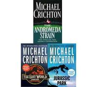 Michael Crichton 3 Books Collection Set (Lost World, Jurassic Park, The Andromeda Strain)
