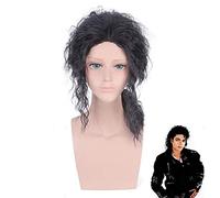 Michael Jackson Long Black Curly Cosplay Peluca Traje Pelo MJ Juego de rol de alta calidad Pelucas de cabello sintético
