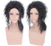 Michael Jackson MJ Medium Long Afro Curly Cosplay Wig Costume Synthetic Hair Halloween Party Black Wigs For Men Women
