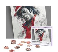 Michael Jackson Puzzles - Rompecabezas de 500 piezas personalizados con fotos con bolsa de almacenamiento, rompecabezas desafiante para adultos, decoración del hogar, boda (52 x 38 cm)