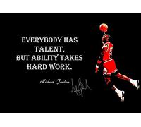 Michael Jordan Talent Duro Trabajo Inspiration Baloncesto Americano Jugador NBA Deporte Frase Póster Motivación Imagen Foto Tren Duro Dormitorio Obras de Arte Pared Decoración Reimpresión Gráfico