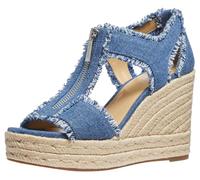 Michael Kors Berkley Alpargata Sandalia de cuña para mujer, Azul (Denim), 37 EU