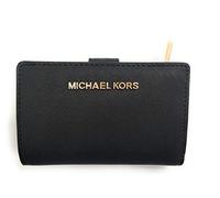 Michael Kors Billetera de Viaje Jet Set Logotipo Impreso Iniciales, Marrón, Cuero Saffiano, Bifold, Mujeres-Adultos, Con Monedero con Cremallera Forrado