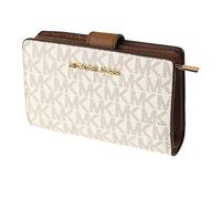 Michael Kors Billetera de Viaje Jet Set Logotipo Impreso Iniciales, Marrón, Cuero Saffiano, Bifold, Mujeres-Adultos, Con Monedero con Cremallera Forrado