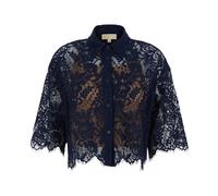 Michael Kors- Blusa Corta de Encaje Floral con Cordones- Blouses & Shirts- Mujer- Azul- S- Blusa Corta de Encaje Floral con Cordones