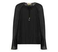 Michael Kors- Blusa de Crepé con Lazo- Blouses & Shirts- Mujer- Negro- L- Blusa de Crepé con Lazo