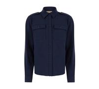 Michael Kors- Camisa de Ejército Ajustada- Blouses & Shirts- Mujer- Azul- L- Camisa de Ejército Ajustada